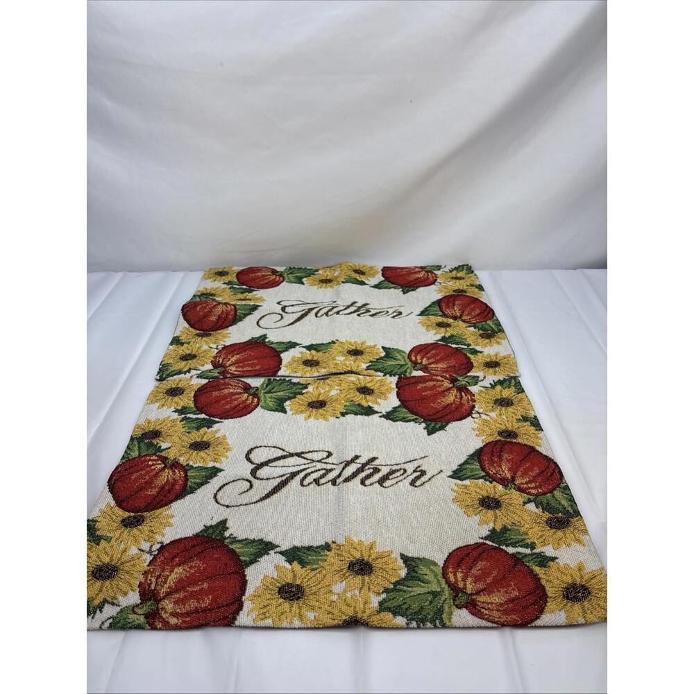 Set of 2 Tapestry Placemats,13"x19", HARVEST, SUNFLOWERS & PUMPKINS, GATHER, HC